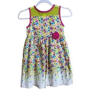 Penelope Mack Girls Dress 6X Green Pink Floral Spring Sleeveless